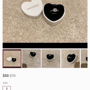 Pandora ring in heart box size 7